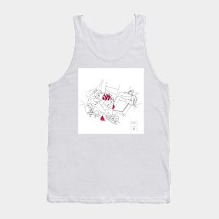 A girl with flowers travels - Sketch Tank Top